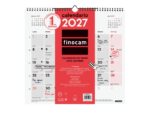 Finocam Neutro Calendario de Pared - Anual 2027 - Mes Vista - Formato L - 340x320mm - Espiral Doble - Papel de 120g/m2 - Espacio para Escribir - Color Rojo y Blanco