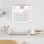 Finocam Neutro Calendario de Pared - Anual 2027 - Mes Vista - Formato L - 340x320mm - Espiral Doble - Papel de 120g/m2 - Espacio para Escribir - Color Rojo y Blanco - immagine 3