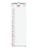 Finocam Neutro Calendario de Pared - Anual 2027 - Mes Vista - Formato L - 155x430mm - Espiral Doble - Papel de 120g/m2 - Espacio para Escribir - Color Rojo y Blanco - immagine 2