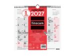 Finocam Neutro Calendario de Pared en Catalan - Anual 2027 - Mes Vista - Formato M - 265x245mm - Espiral Doble - Papel de 120g/m2 - Espacio para Escribir - Color Rojo y Blanco