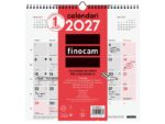 Finocam Neutro Calendario de Pared en Catalan - Anual 2027 - Mes Vista - 300x300mm - Espiral Doble - Papel de 120g/m2 - Espacio para Escribir - Color Rojo y Blanco