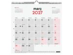 Finocam Neutro Calendario de Pared en Catalan - Anual 2027 - Mes Vista - 300x300mm - Espiral Doble - Papel de 120g/m2 - Espacio para Escribir - Color Rojo y Blanco - immagine 2
