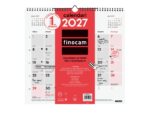 Finocam Neutro Calendario de Pared en Catalan - Anual 2027 - Mes Vista - Formato L - 340x320mm - Espiral Doble - Papel de 120g/m2 - Espacio para Escribir - Color Rojo y Blanco