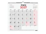 Finocam Neutro Calendario de Pared en Catalan - Anual 2027 - Mes Vista - Formato L - 340x320mm - Espiral Doble - Papel de 120g/m2 - Espacio para Escribir - Color Rojo y Blanco - immagine 2