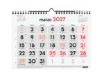Finocam Neutro Calendario de Pared - Anual 2027 - Mes Vista - Formato S - 210x150mm - Espiral Doble - Papel de 120g/m2 - Numeros Grandes - Color Rojo y Blanco - immagine 2