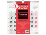 Finocam Neutro Calendario de Pared - Anual 2027 - Mes Vista - 300x300mm - Espiral Doble - Papel de 120g/m2 - Numeros Grandes - Color Rojo y Blanco