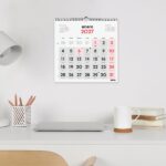 Finocam Neutro Calendario de Pared - Anual 2027 - Mes Vista - 300x300mm - Espiral Doble - Papel de 120g/m2 - Numeros Grandes - Color Rojo y Blanco - immagine 3