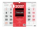 Finocam Neutro Calendario de Pared - Anual 2027 - Mes Vista - Formato L - 430x310mm - Espiral Doble - Papel de 120g/m2 - Numeros Grandes - Color Rojo y Blanco