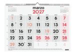 Finocam Neutro Calendario de Pared - Anual 2027 - Mes Vista - Formato L - 430x310mm - Espiral Doble - Papel de 120g/m2 - Numeros Grandes - Color Rojo y Blanco - immagine 2