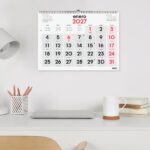 Finocam Neutro Calendario de Pared - Anual 2027 - Mes Vista - Formato L - 430x310mm - Espiral Doble - Papel de 120g/m2 - Numeros Grandes - Color Rojo y Blanco - immagine 3