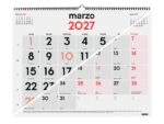 Finocam Neutro Calendario de Pared - Anual 2027 - Mes Vista - Formato XL - 540x420mm - Espiral Doble - Papel de 135g/m2 - Espacio para Escribir - Numeros Grandes - Color Rojo y Blanco - immagine 2
