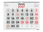 Finocam Neutro Calendario de Pared - Anual 2027 - Mes Vista - Formato XL - 540x420mm - Espiral Doble - Papel de 135g/m2 - Espacio para Escribir - Numeros Grandes - Color Rojo y Blanco - immagine 4