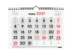 Finocam Neutro Calendario de Pared en Catalan - Anual 2027 - Mes Vista - Formato S - 210x150mm - Espiral Doble - Papel de 120g/m2 - Numeros Grandes - Color Rojo y Blanco - immagine 2