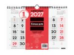 Finocam Neutro Calendario de Pared en Catalan - Anual 2027 - Mes Vista - Formato M - 300x210mm - Espiral Doble - Papel de 120g/m2 - Numeros Grandes - Color Rojo y Blanco