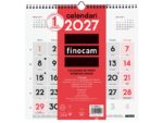Finocam Neutro Calendario de Pared en Catalan - Anual 2027 - Mes Vista - 300x300mm - Espiral Doble - Papel de 120g/m2 - Numeros Grandes - Color Rojo y Blanco