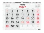 Finocam Neutro Calendario de Pared en Catalan - Anual 2027 - Mes Vista - Formato L - 430x310mm - Espiral Doble - Papel de 120g/m2 - Numeros Grandes - Color Rojo y Blanco - immagine 2