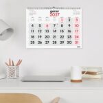 Finocam Neutro Calendario de Pared en Catalan - Anual 2027 - Mes Vista - Formato L - 430x310mm - Espiral Doble - Papel de 120g/m2 - Numeros Grandes - Color Rojo y Blanco - immagine 3