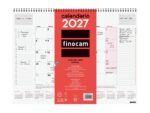 Finocam Neutro Vade Calendario - Anual 2027 - Mes Vista - 420x310mm - Espiral Doble - Papel de 150g/m2 - Espacio para Escribir - Color Rojo y Blanco