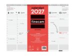 Finocam Neutro Vade Calendario en Catalan - Anual 2027 - Semana Vista Vertical - 420x310mm - Espiral Doble - Papel de 90g/m2 - Espacio para Notas - Tapas de Polipropileno - Color Rojo y Blanco