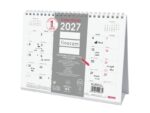 Finocam Trendy Chic Calendario de Sobremesa - Anual 2027 - Mes Vista - Formato S - 210x150mm - Espiral Doble - Papel de 120g/m2 - Espacio para Escribir - Color Blanco