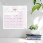 Finocam Chic Calendario de Pared - Anual 2027 - Mes Vista - 300x300mm - Espiral Doble - Papel de 120g/m2 - Espacio para Escribir - Color Morado - immagine 3
