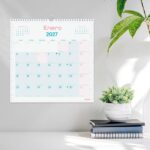Finocam Chic Calendario de Pared - Anual 2027 - Mes Vista - 300x300mm - Espiral Doble - Papel de 120g/m2 - Espacio para Escribir - Color Turquesa - immagine 3