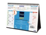 Finocam Color Calendario de Sobremesa - Anual 2027 - Mes Vista - Formato S - 210x150mm - Espiral Doble - Papel de 120g/m2 - Espacio para Escribir - Color Azul y Blanco