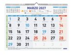 Finocam Color Calendario de Pared - Anual 2027 - Mes Vista - Formato L - 430x310mm - Espiral Doble - Papel de 120g/m2 - Color Azul y Blanco - immagine 2