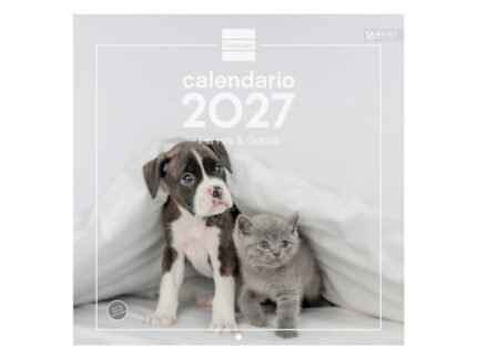 Finocam Perros y Gatos Calendario de Pared - 16 Meses 26/27 - Mes Vista - 300x300mm - Papel de 170g/m2 - Imagenes Tematicas Surtidas - Espacio para Notas