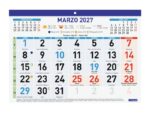 Finocam Calendario Faldilla - Anual 2027 - Mes Vista - Formato F93 - 300x210mm - Papel de 80g/m2 Microperforado - Numeros Grandes - Color Azul y Blanco - immagine 2