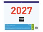 Finocam Calendario Faldilla - Anual 2027 - Mes Vista - Formato F43 - 300x247mm - Papel de 80g/m2 Microperforado - Espacio para Escribir - Color Azul y Blanco