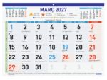 Finocam Calendario Faldilla en Catalan - Anual 2027 - Mes Vista - Formato F94 - 430x310mm - Papel de 80g/m2 Microperforado - Numeros Grandes - Espacio para Notas - Color Azul y Blanco - immagine 2