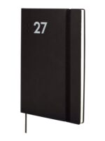 Finocam Dynamic Mara Agenda Profesional en Catalan - Anual 2027 - Semana Vista Horizontal - 140x204mm - Goma Elastica - Tapa Blanda de PU - Esquinas Microperforadas - Papel de 80g/m2 - Color Negro
