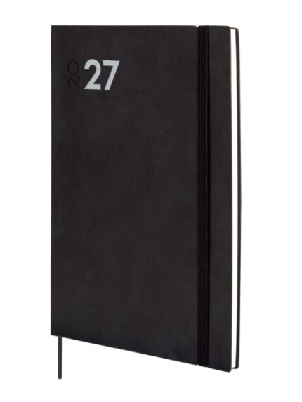 Finocam Dynamic Mara Agenda Profesional en Catalan - Anual 2027 - Semana Vista Vertical - 165x240mm - Goma Elastica - Tapa Blanda de PU - Esquinas Microperforadas - Papel de 80g/m2 - Color Negro