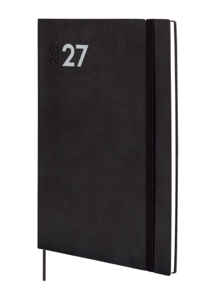 Finocam Dynamic Mara Agenda Profesional en Catalan - Anual 2027 - Semana Vista Vertical - 165x240mm - Goma Elastica - Tapa Blanda de PU - Esquinas Microperforadas - Papel de 80g/m2 - Color Negro
