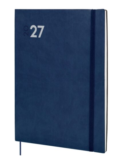 Finocam Dynamic Mara Agenda Profesional - Anual 2027 - Semana Vista Vertical - Formato Y12 - 210x270mm - Goma Elastica - Tapa Blanda de PU - Esquinas Microperforadas - Papel de 80g/m2 - Color Azul