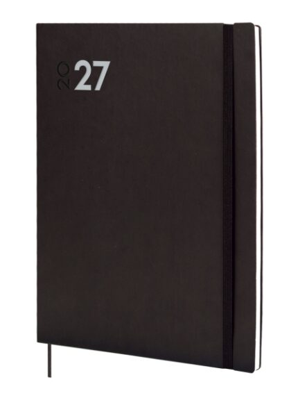 Finocam Dynamic Mara Agenda Profesional - Anual 2027 - Semana Vista Vertical - Formato Y12 - 210x270mm - Goma Elastica - Tapa Blanda de PU - Esquinas Microperforadas - Papel de 80g/m2 - Color Negro