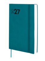 Finocam Dynamic Mara Agenda Profesional - Anual 2027 - 1 Dia por Pagina - Formato Y10 - 140x204mm - Goma Elastica - Tapa Blanda de PU - Esquinas Microperforadas - Papel de 80g/m2 - Color Turquesa