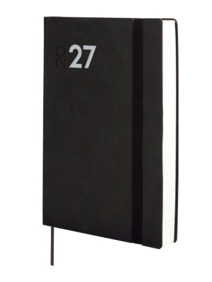 Finocam Dynamic Mara Agenda Profesional - Anual 2027 - 1 Dia por Pagina - Formato Y10 - 140x204mm - Goma Elastica - Tapa Blanda de PU - Esquinas Microperforadas - Papel de 80g/m2 - Color Negro