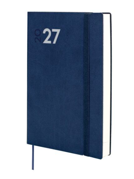 Finocam Dynamic Mara Agenda Profesional en Catalan - Anual 2027 - 1 Dia por Pagina - Formato Y10 - 140x204mm - Goma Elastica - Tapa Blanda de PU - Esquinas Microperforadas - Papel de 80g/m2 - Color Azul