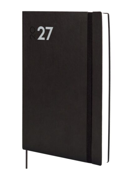 Finocam Dynamic Mara Agenda Profesional - Anual 2027 - 1 Dia por Pagina - Formato Y11 - 165x240mm - Goma Elastica - Tapa Blanda de PU - Esquinas Microperforadas - Papel de 80g/m2 - Color Negro