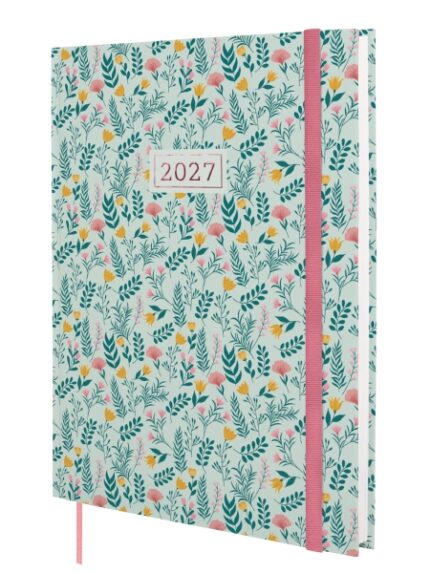 Finocam Dynamic Berlin Trigo Agenda Profesional - Anual 2027 - Semana Vista Vertical - 210x270mm - Goma Elastica - Tapa Dura Acolchada - Esquinas Microperforadas - Papel de 80g/m2 - Multicolor