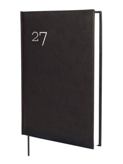 Finocam Dynamic Milano Agenda Profesional - Anual 2027 - 1 Dia por Pagina - Formato Y11 - 165x240mm - Cinta Punto - Tapa Dura Acolchada - Esquinas Microperforadas - Papel de 80g/m2 - Color Negro