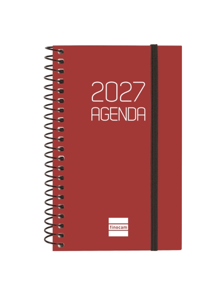 Finocam Espiral Basics Opaque Agenda - Anual 2027 - Semana Vista Horizontal - Formato E3 - 79x127mm - Espiral - Tapa de Polipropileno - Esquinas Microperforadas - Papel de 80g/m2 - Color Burdeos Finocam Espiral Basics Opaque Agenda - Anual 2027 - Semana Vista Horizontal - Formato E3 - 79x127mm - Espiral - Tapa de Polipropileno - Esquinas Microperforadas - Papel de 80g/m2 - Color Burdeos