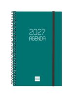 Finocam Espiral Basics Opaque Agenda - Anual 2027 - Semana Vista Horizontal - Formato E5 - 117x181mm - Espiral - Tapa de Polipropileno - Esquinas Microperforadas - Papel de 80g/m2 - Color Verde