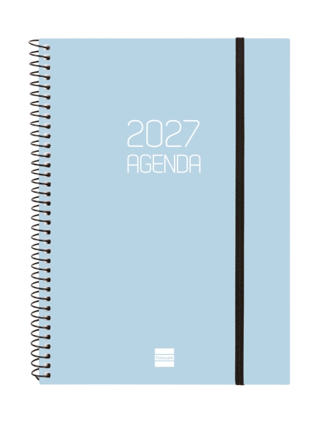 Finocam Espiral Basics Opaque Agenda - Anual 2027 - Semana Vista Horizontal - Formato E10 - 155x212mm - Espiral - Tapa de Polipropileno - Esquinas Microperforadas - Papel de 80g/m2 - Color Celeste Finocam Espiral Basics Opaque Agenda - Anual 2027 - Semana Vista Horizontal - Formato E10 - 155x212mm - Espiral - Tapa de Polipropileno - Esquinas Microperforadas - Papel de 80g/m2 - Color Celeste
