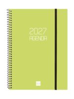 Finocam Espiral Basics Opaque Agenda - Anual 2027 - Semana Vista Horizontal - Formato E10 - 155x212mm - Espiral - Tapa de Polipropileno - Esquinas Microperforadas - Papel de 80g/m2 - Color Lima
