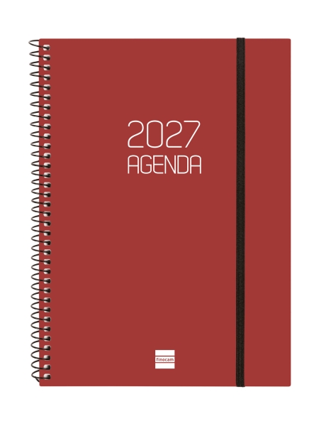 Finocam Espiral Basics Opaque Agenda - Anual 2027 - Semana Vista Horizontal - Formato E10 - 155x212mm - Espiral - Tapa de Polipropileno - Esquinas Microperforadas - Papel de 80g/m2 - Color Burdeos Finocam Espiral Basics Opaque Agenda - Anual 2027 - Semana Vista Horizontal - Formato E10 - 155x212mm - Espiral - Tapa de Polipropileno - Esquinas Microperforadas - Papel de 80g/m2 - Color Burdeos