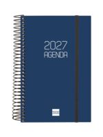 Finocam Espiral Basics Opaque Agenda - Anual 2027 - 1 Dia por Pagina - Formato E5 - 117x181mm - Espiral - Tapa de Polipropileno - Esquinas Microperforadas - Papel de 70g/m2 - Color Azul