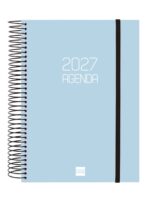 Finocam Espiral Basics Opaque Agenda - Anual 2027 - 1 Dia por Pagina - Formato E10 - 155x212mm - Espiral - Tapa de Polipropileno - Esquinas Microperforadas - Papel de 70g/m2 - Color Celeste